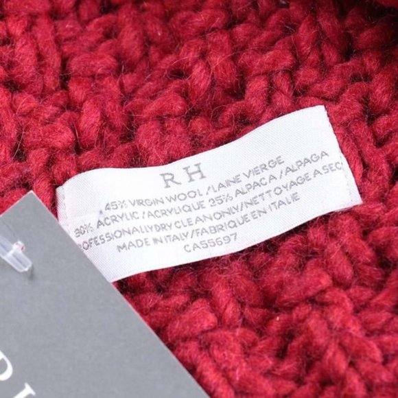 Vintage-Restoration Hardware Red Wool Blend Throw Italian made, ORIGINAL TAG - Picture 4 of 6